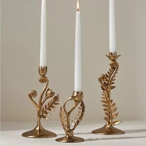 ISO Anthropologie Fiddlehead Fern Taper Candlesticks Brass Gold Candle Holders